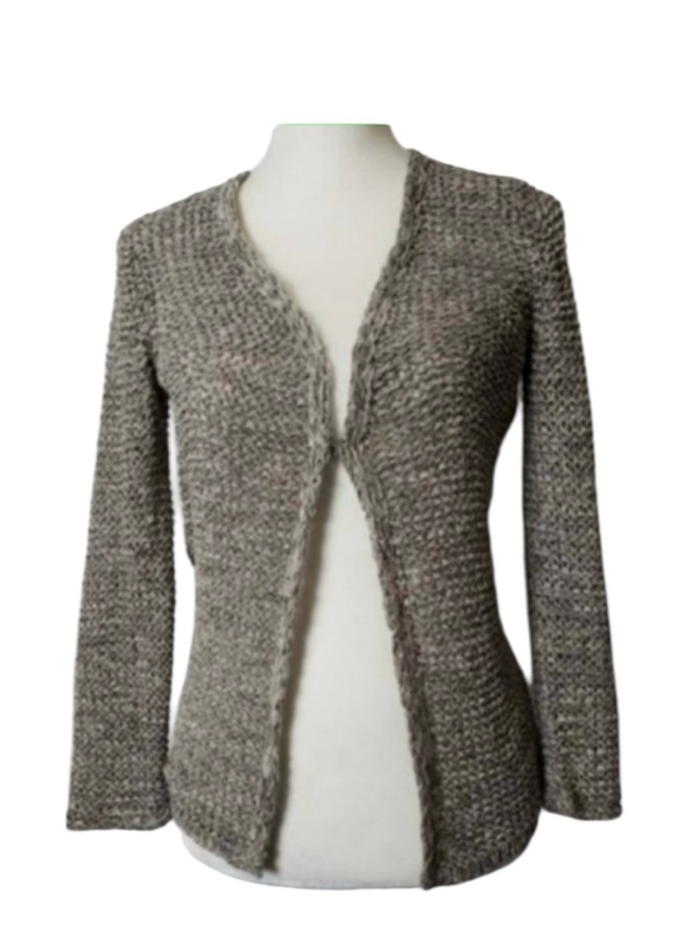 Kenar crochet knitted women’s Medium long sleeve gray cardigan sweater